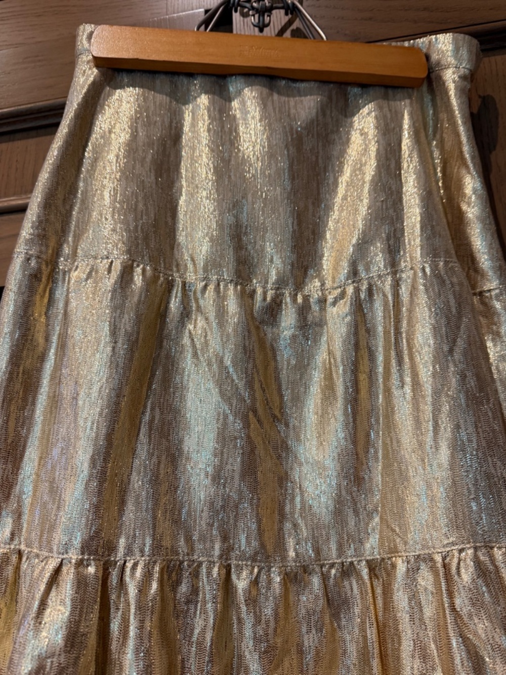 Sezane Gold Tiered Maxi Skirt Size 34 - Picture 2 of 3
